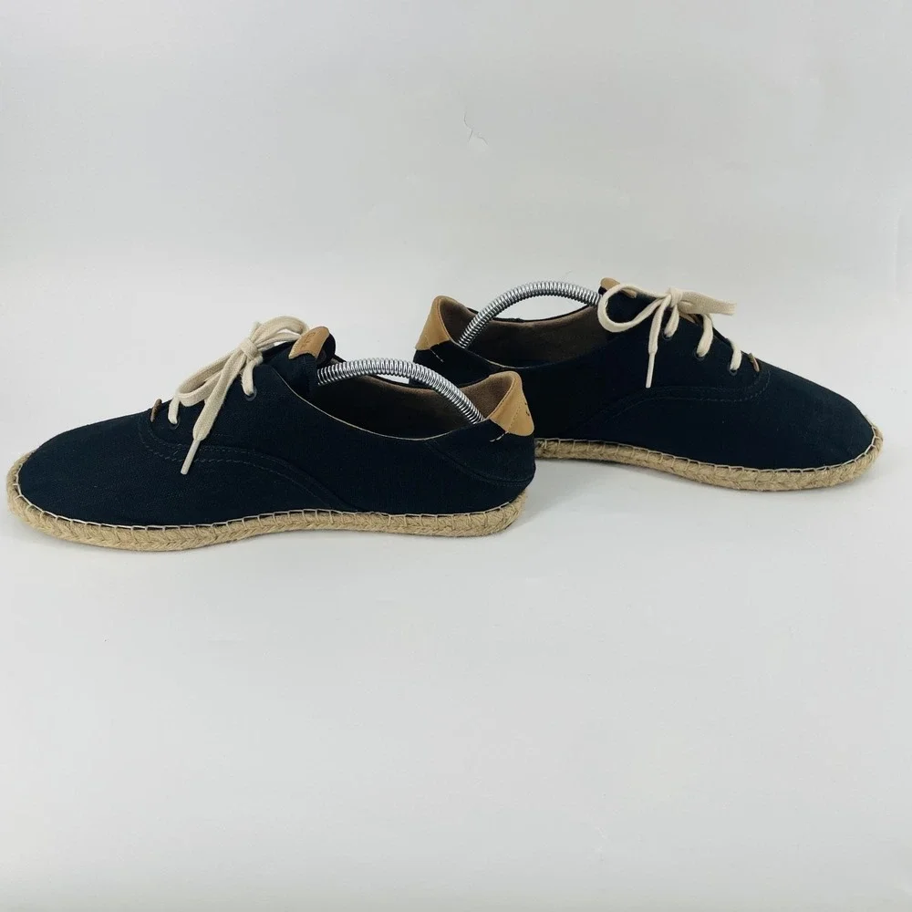Olukai Kaula Pa'a Li Black Espadrille Sneakers Lace Up Shoes Women US 11 EU 41